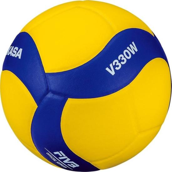 Мяч волейбольный MIKASA V330W, р.5, 18 пан., оф. парам. FIVB,клееный, бут.кам, желто-синий —  спортивная экипировка | Acrobat24.ru в Новосибирске