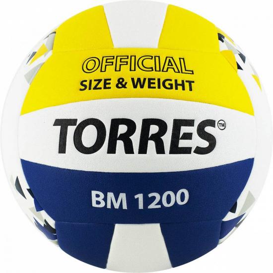 Мяч волейбольный TORRES BM1200 арт.V42035, р.5, клееный, бут.кам, бел-син-желт —  спортивная экипировка | Acrobat24.ru в Новосибирске